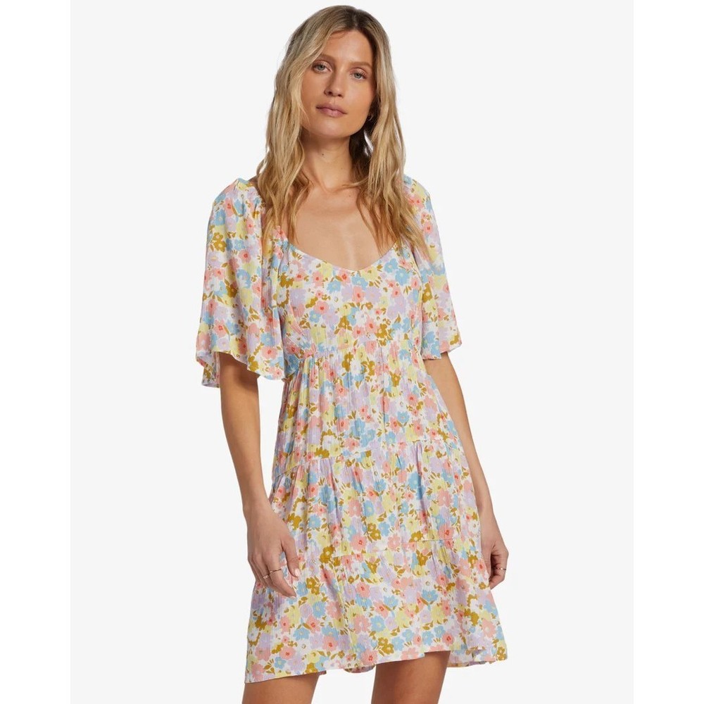 Billabong Take A Chance Babydoll Dress Salt Crystal Women's Size Small - Picture 4 of 8